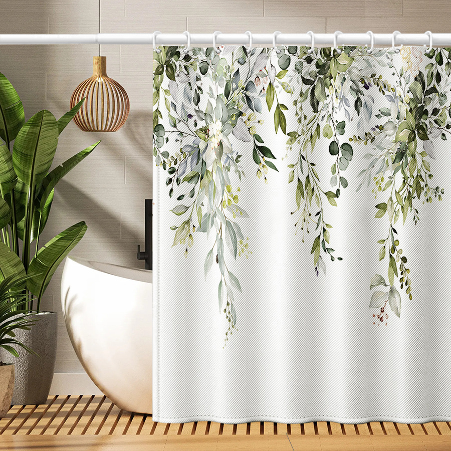 Waterproof and Mildew-Proof Shower Curtain Wholesale 3D Digital Printing Bathroom Curtain Door Curtain Bathroom Partition Curtain Cross-Border Can Be Customized