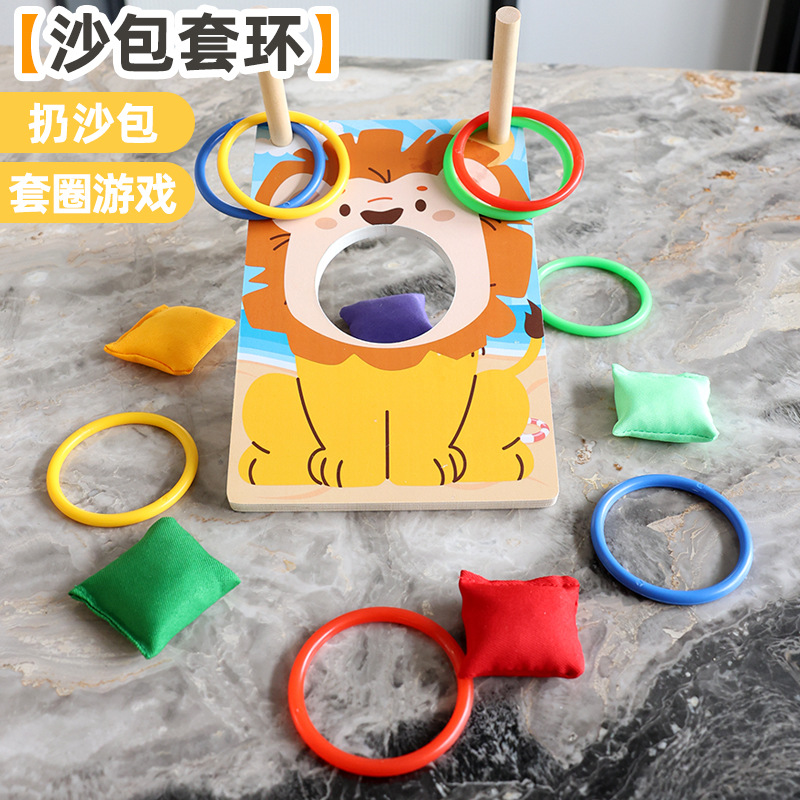 Cartoon de madera transfronteriza arrojar bucles bucles de arrojar bolsas de arena juegos bolsas de arena juguetes interactivos para niños al por mayor