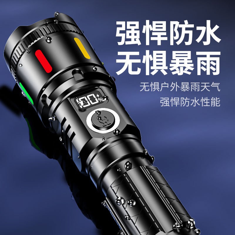 Linterna láser blanca transfronteriza TYPE-C recargable para montañismo al aire libre Linterna multifuncional de emergencia de luz fuerte