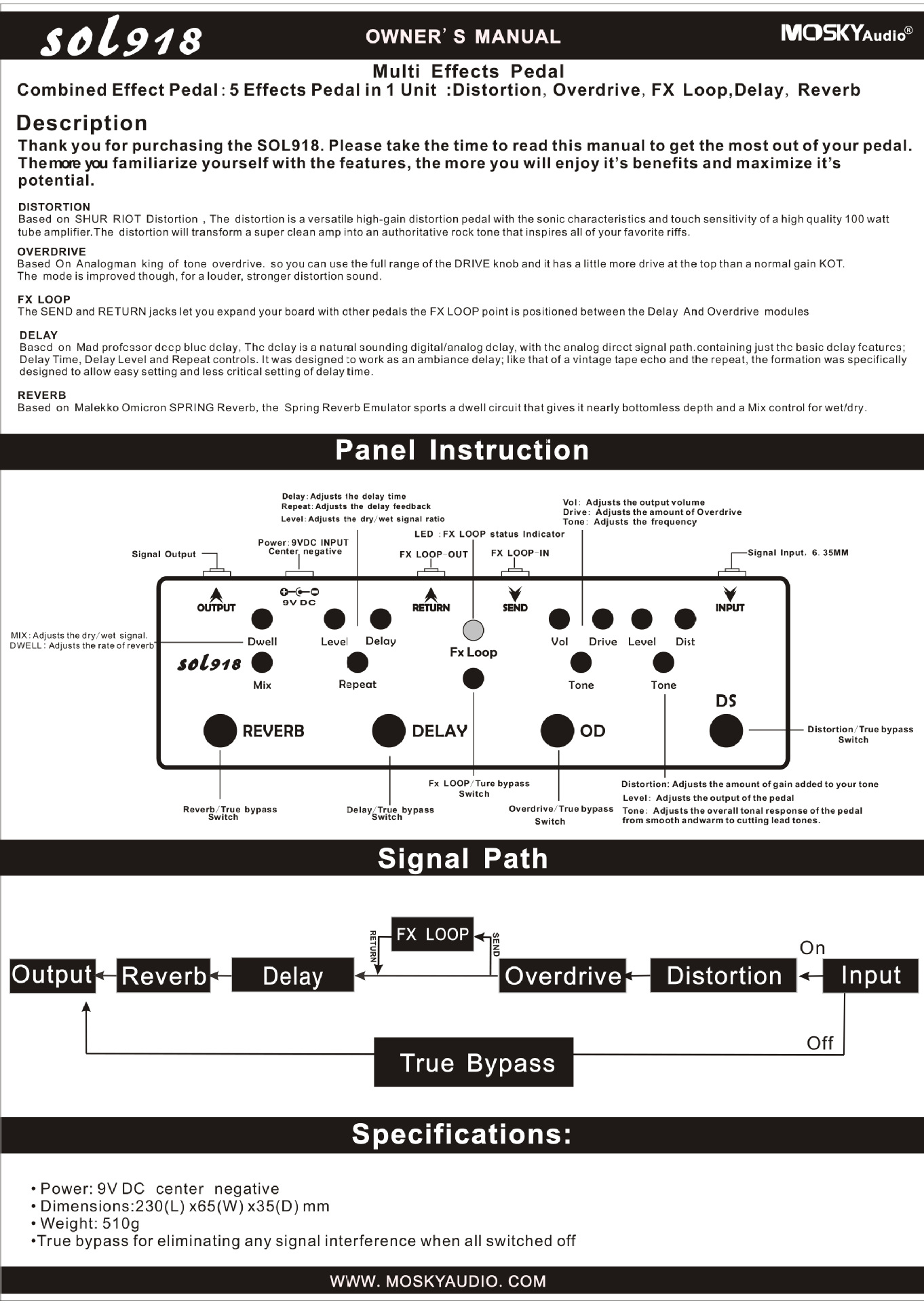 SOL918 MANUAL 说明书