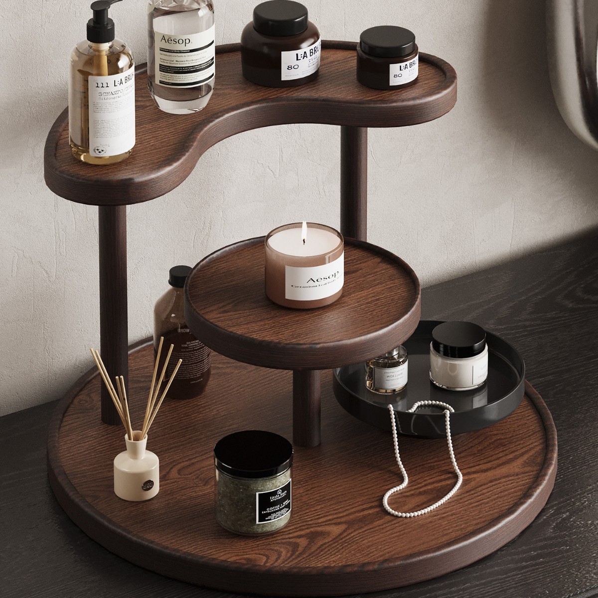 Cosmetics Storage Rack Desktop Dressing Table Skin Care Product Storage Non-Solid Wood Entryway Perfume Lipstick Jewelry Storage Rack