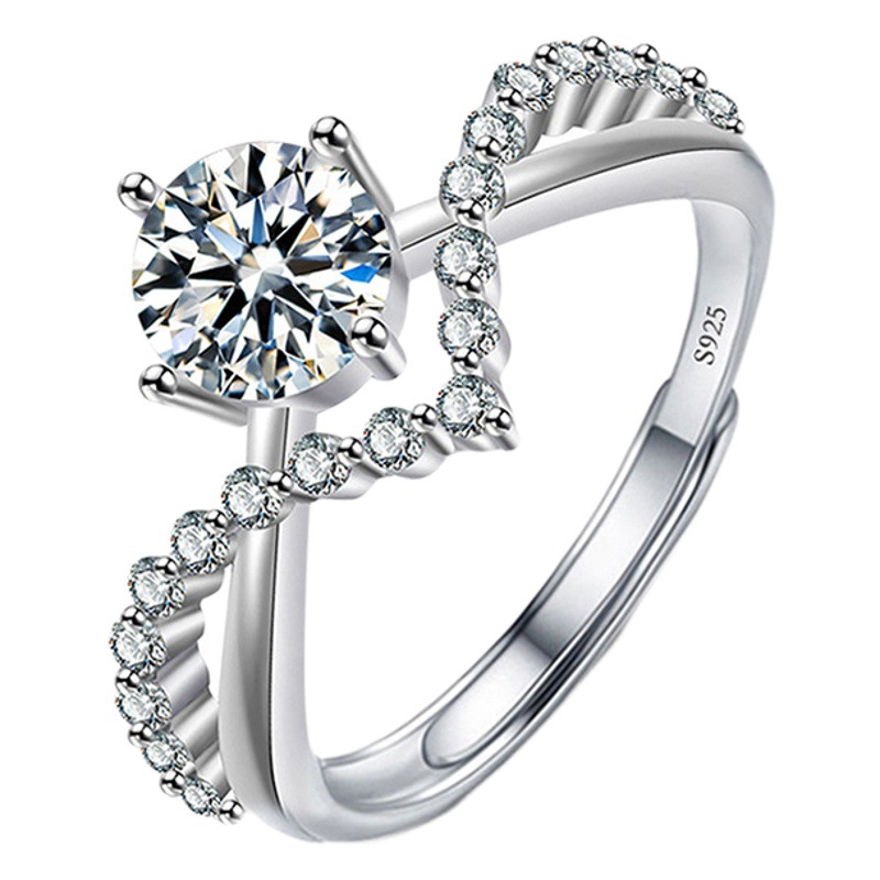 Couple's Ring Imitation Moissanite Ring Opening Adjustable Men's Ring Women's Ring Proposal Wedding Tanabata Valentine's Day Diamond Ring