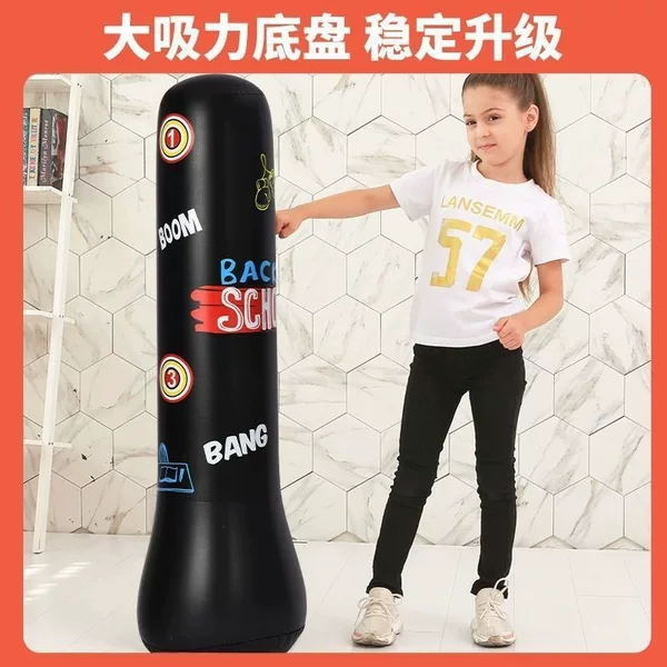 Children's inflatable boxing punching bag, suitable for kids' martial arts and fitness training, a home-use standing punching bag, a stable and durable boxing column