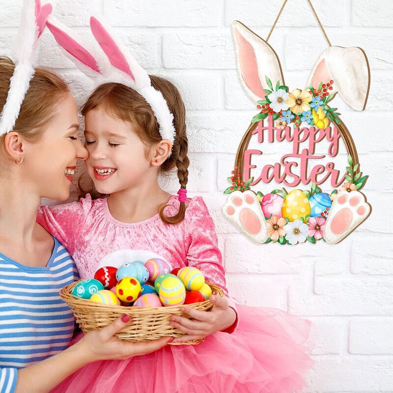 Cross-Border New Product Wooden Door Hanging Decorations Christmas Front Door Courtyard Door Easter Bunny Decoration Hanging Ornaments Cross-Border New Product Wooden Door Hanging Decorations Christmas Front Door Courtyard Door Easter Bunny Decoration Hanging Ornaments