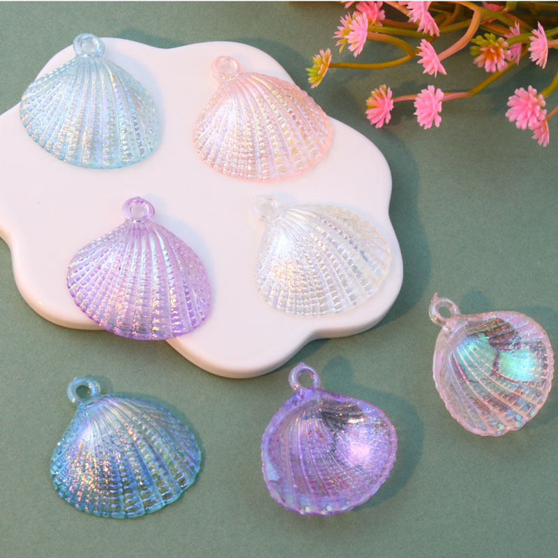 30mm Acrylic Colorful Pink and Blue Imitation Shell Pendant with Hole Accessory Hanging Pendant Jewelry Accessory