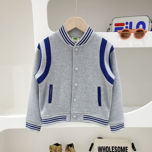 Boys Baseball Uniforms Spring and Autumn Jackets 2024 Spring Clothing Children's Stand Collar Jackets Medium and Big Children's Sports Tops Trendy