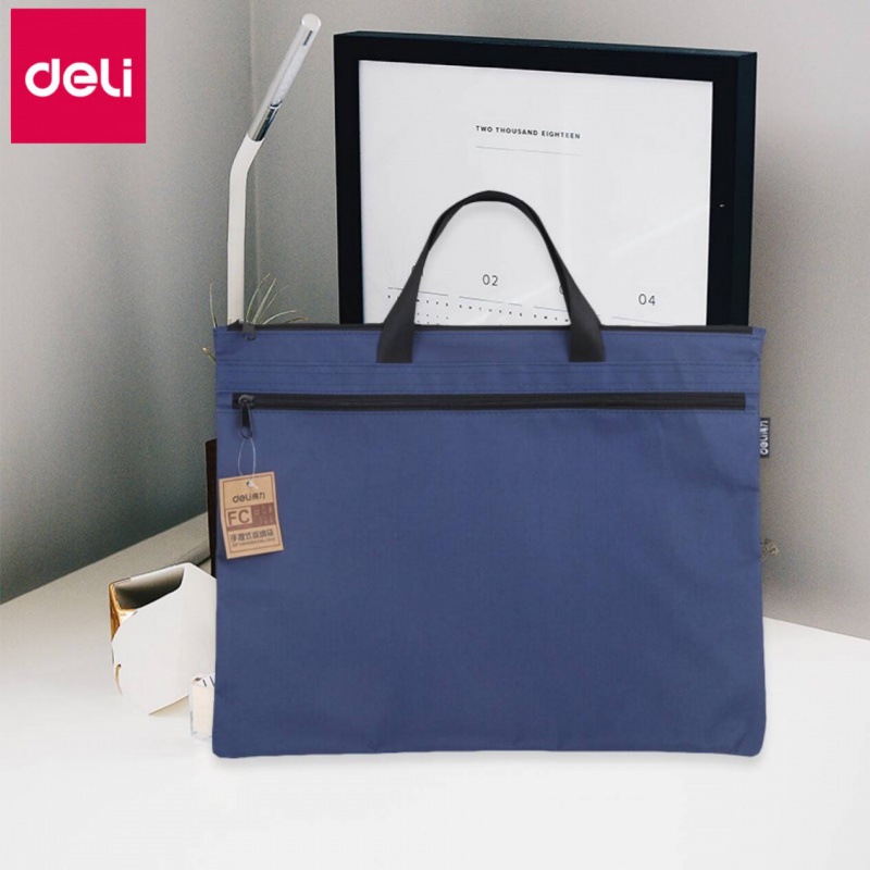 得力5840手提式收纳袋文件资料拉链袋男女士帆布手提包收纳袋