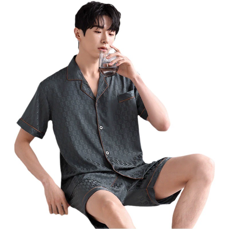Ice Silk пижамы мужские весенне-летние легкие дышащие атласные шорты из искусственного шелка с короткими рукавами Молодежная простая Домашняя одежда оптом