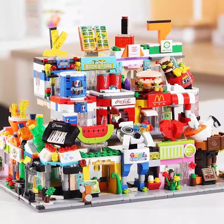 Compatible con Lego European Commercial Life Street Building Street Building Block Street View Six Children's Toy Boy Gift