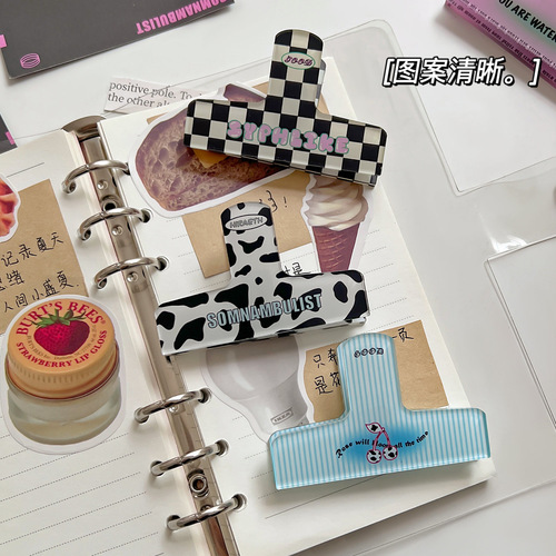 American retro note holder, high-value acrylic handbook holder, student stationery, test paper long tail clip, bill storage clip
