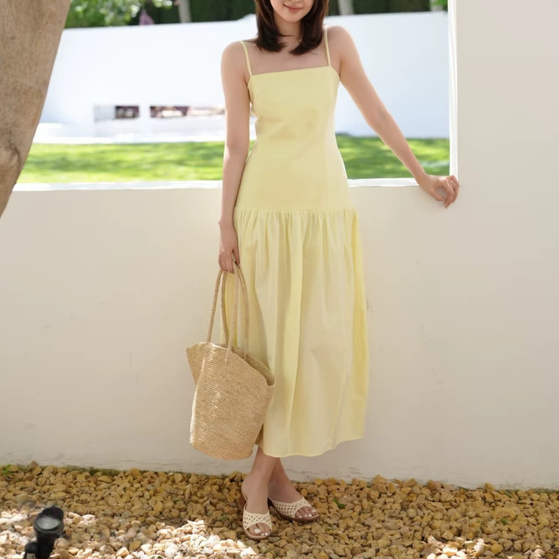 Cs Women's Slim Fit Low Waist Mid-Length Dress with Straps and Floral Design 2026 Summer New Product 1340709001