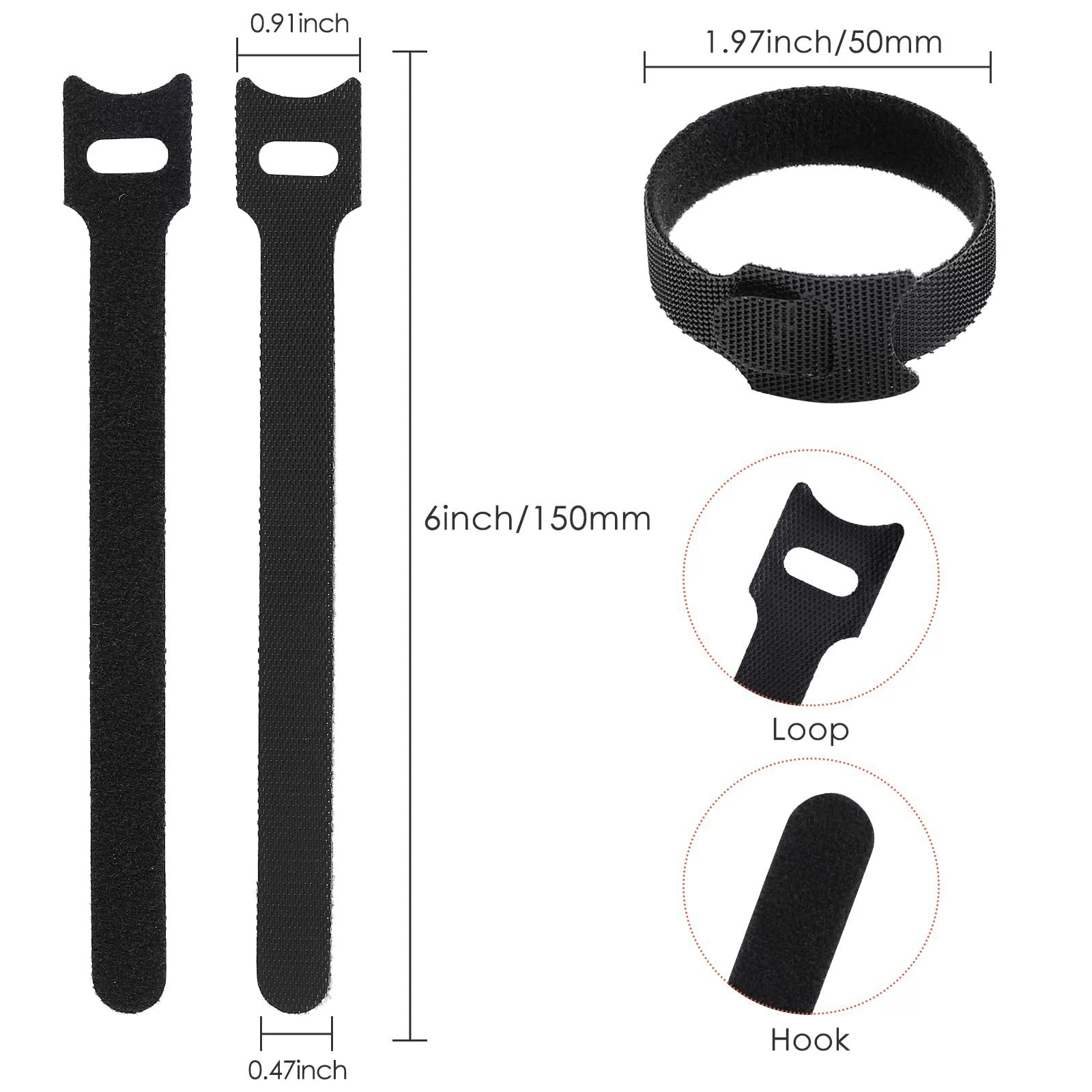 Cable ties with velcro, nylon storage system, self-adhesive belt
