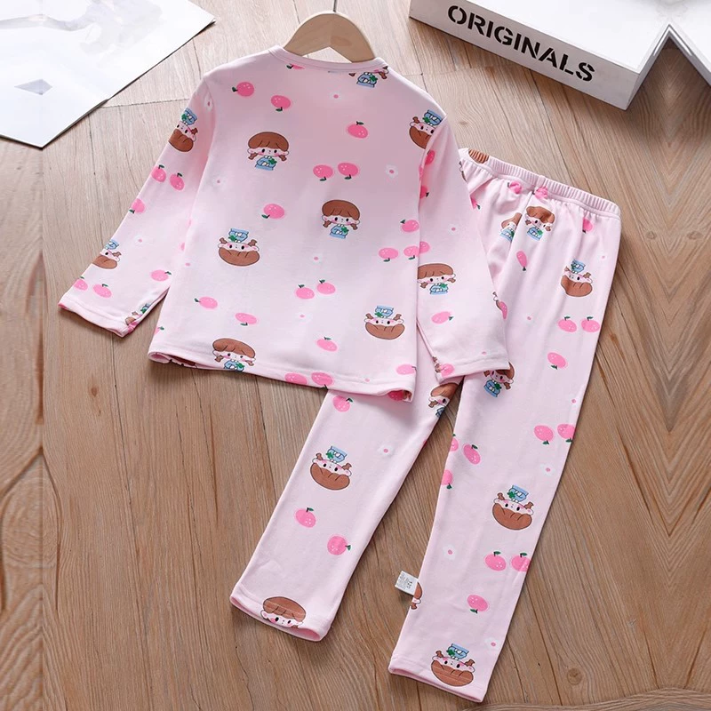 Pijama, термобелье, детский длинный рукав, рукава, набор, корейский стиль, оверсайз