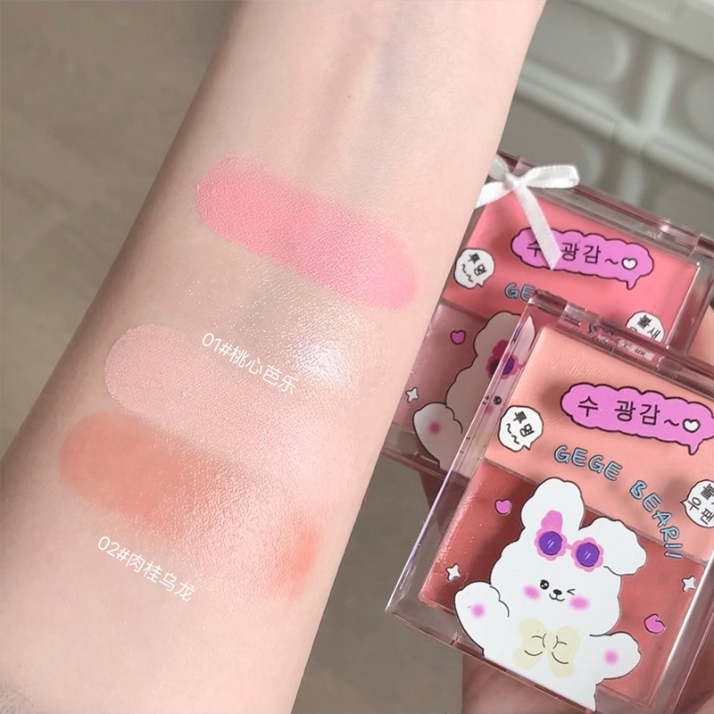 Goge Little Bear Water Light Blush Plate Hidratante y derretido de dos colores, natural, rejuvenecedor, maquillaje transfronterizo coreano femenino