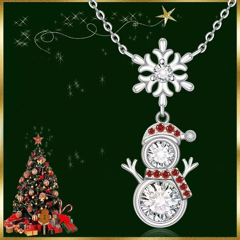 Amazon Cross-Border New Product Christmas Tree Colorful Snowflake Pendant Love Inlaid Zircon Snowman Necklace Amazon Cross-Border New Product Christmas Tree Colorful Snowflake Pendant Love Inlaid Zircon Snowman Necklace