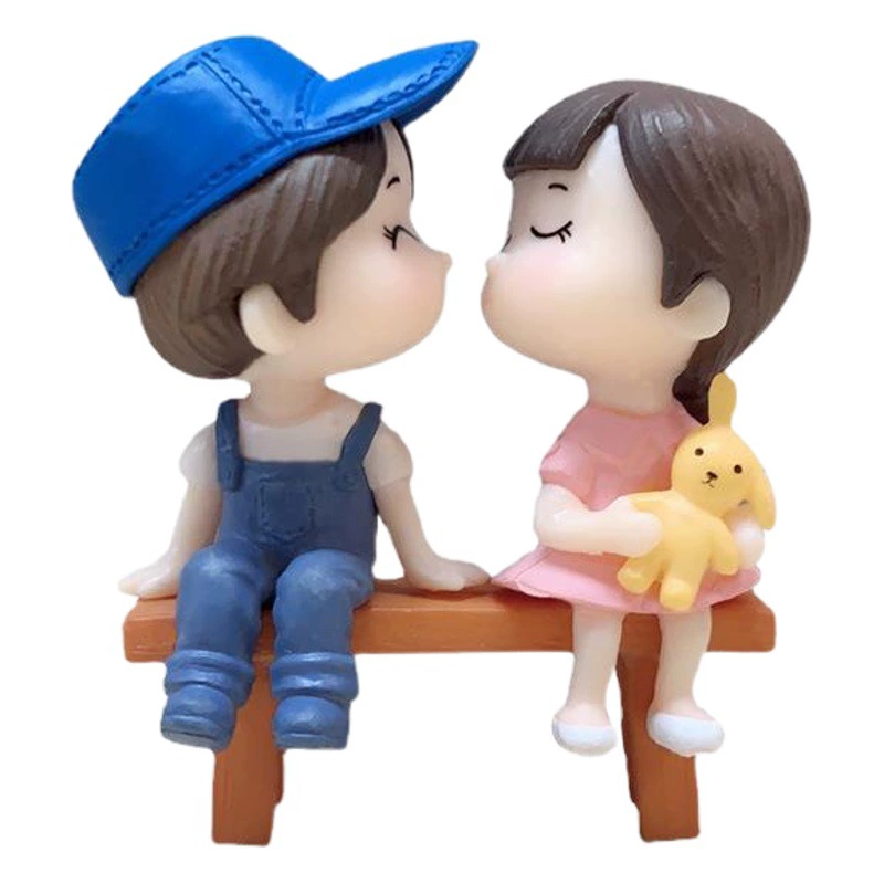 Миниатюрные фигурки пары на ландшафтных табуретках, украшения в виде суккулентов, автомобильные украшения, декоративные фигурки из ПВХ, маленькие декоративные элементы.