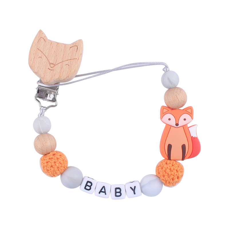 Nuevo bebé de haya animal chupete clip calmante bebé DIY animal mordedura molares chupete cadena