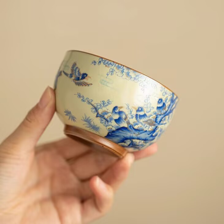 仿宋汝窑喜上眉梢禅定杯陶瓷主人杯家用功夫茶具个人品茗杯泡茶杯|undefined