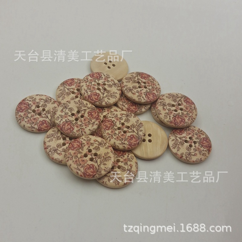 30mm troncos botones de flor de rosa de madera botones de dos ojos manualidades decorativas de bricolaje 30 por paquete