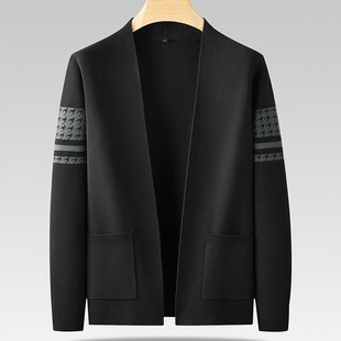 Fat brother 2023 spring and autumn clothing plus size men's sweater coat loose stretch sweater cardigan cloak
