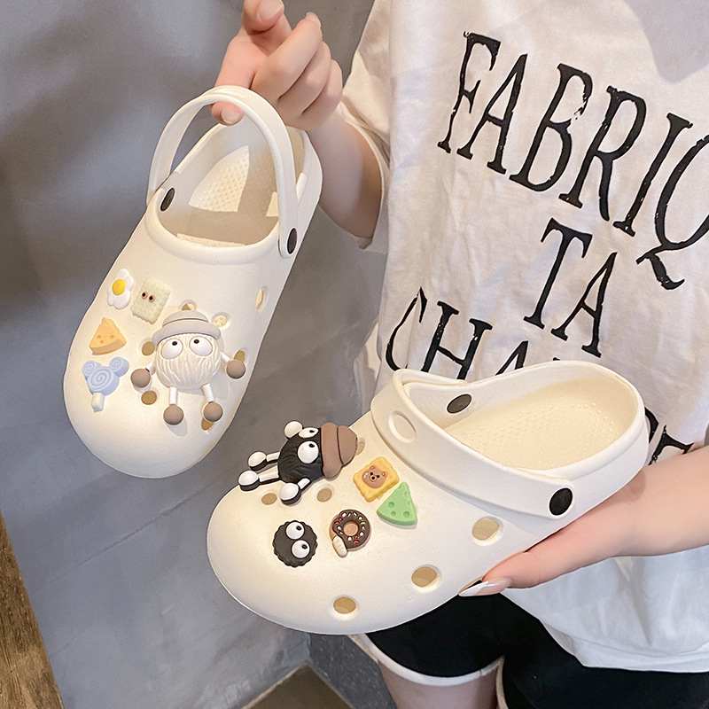 女性用夏アウター用下駄、2024年新作滑り止め厚底ビーチシューズ、男性用つま先ハーフスリッパ|undefined