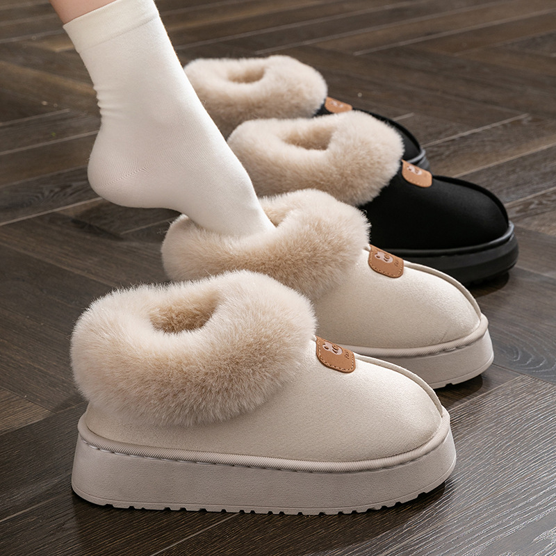 Cotton Slippers for Women in Autumn and Winter, Indoor Home Maternity Warm Non-Slip Thick-Soled Plush Slippers, Couple Style Snow Boots