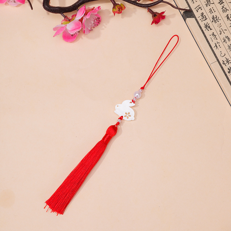 中秋节醋酸白玉兔子流苏流苏吊坠古风汉服旗袍腰佩压襟服装辅料|undefined