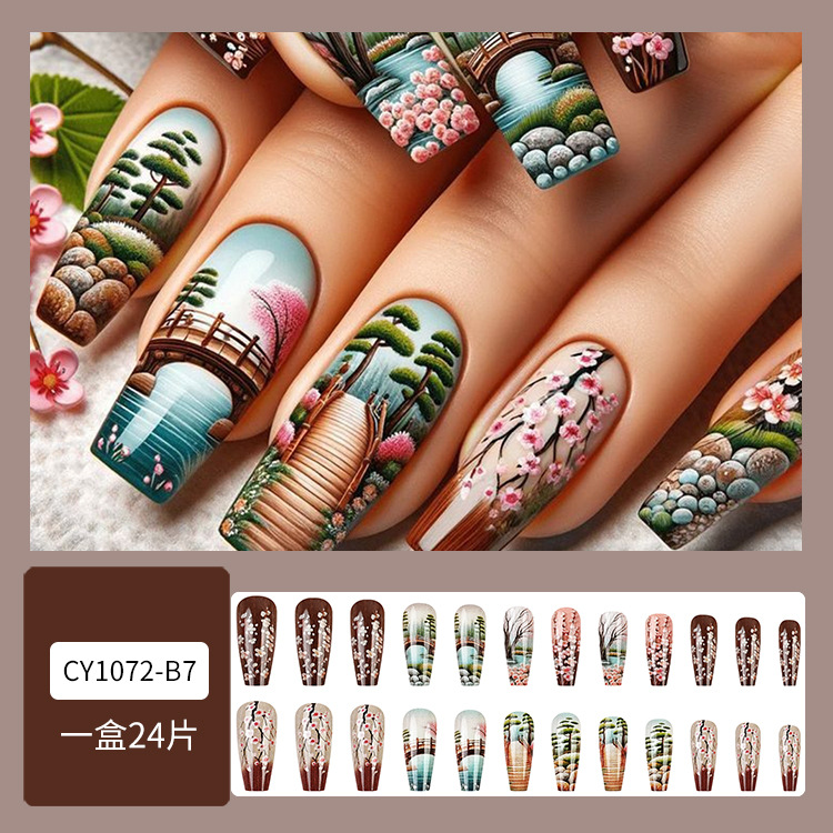 Uñas de uñas largas portátiles Parche de uñas postizas desmontables Sensación de alto nivel Venta al por mayor de uñas portátiles de venta caliente transfronterizas