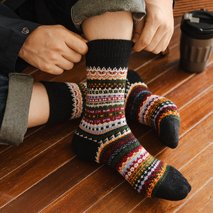 [New] Shu'an vintage cotton socks men's socks autumn and winter warm men's national wind totem cotton socks
