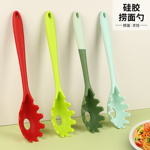 in stock Silicone Lo Noodles Spoon Spaghetti Fork Silicone Integrated Hot Pot Colander Non-Stick Pan Noodles Grab Spoon