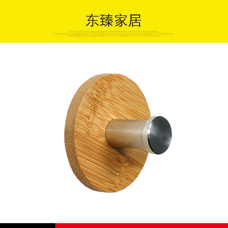 Gancho de bambú baño cocina toalla abrigo y sombrero gancho de madera maciza puerta de acero inoxidable sin costura gancho pegajoso suministro directo de fábrica