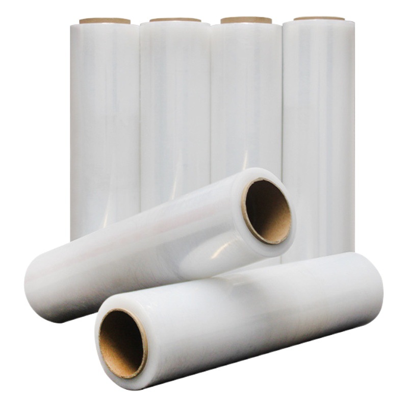 Película elástica de PE, película elástica transparente, rollo grande, película de plástico industrial, película de sellado para llevar, película de embalaje móvil al por mayor