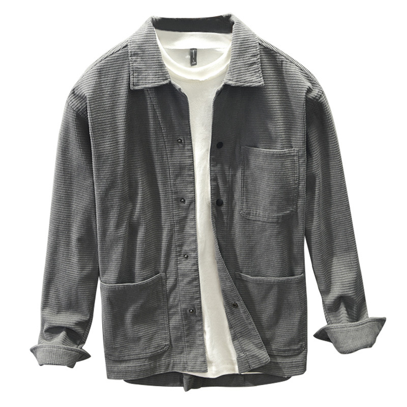 Z164 otoño e invierno nuevo retro japonés de manga larga casual solapa camisa abrigo entrega de una sola pieza