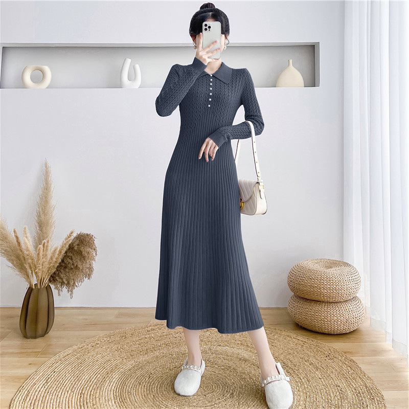 French-Style Knitted Dress 2025 New Autumn High-End Waist-Slimming Elegant High-Waisted Sweater Dress A-Line Dress French-Style Knitted Dress 2025 New Autumn High-End Waist-Slimming Elegant High-Waisted Sweater Dress A-Line Dress