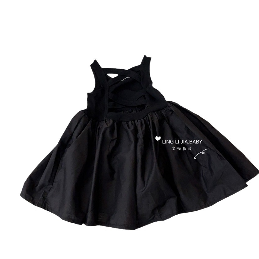 Xianning siete niñas vestido de chaleco de verano coreano 2025 nuevos niños todos los días estilo occidental falda negra marea