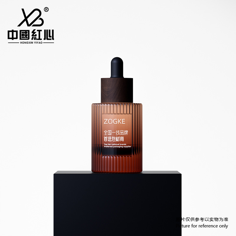 厂家现货30ml40ml竖纹厚底滴管瓶茶树精油玫瑰精油分装瓶小样瓶