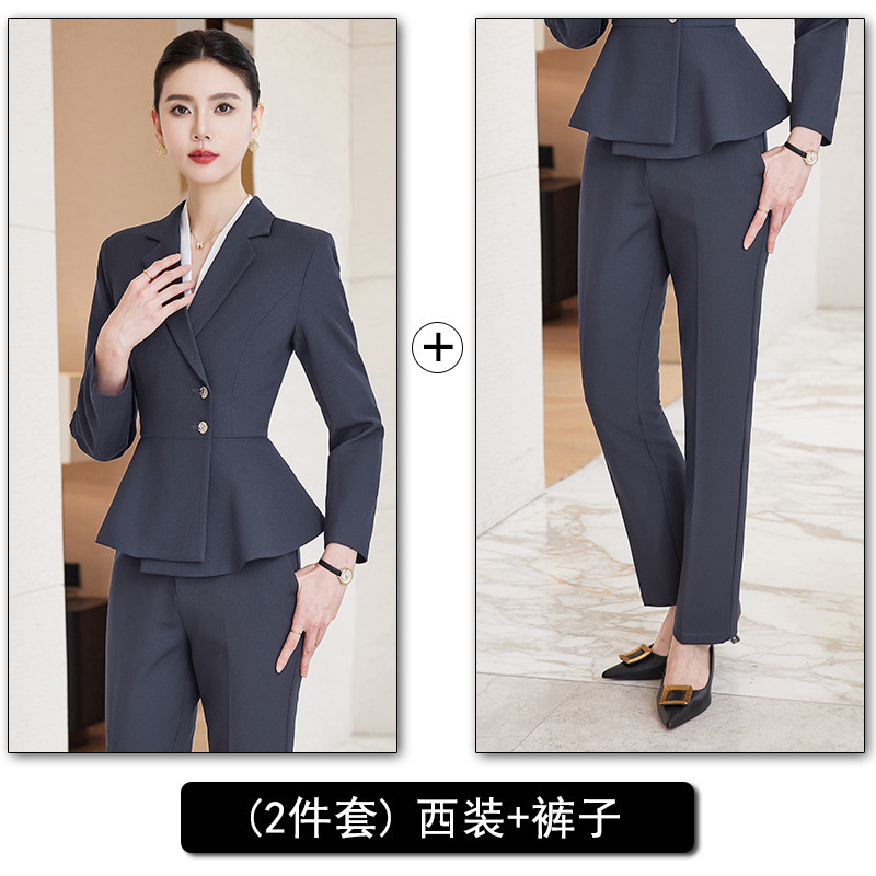 灰色西装套装女2025新款高级感美容院工作服珠宝店女士修身职业装|undefined