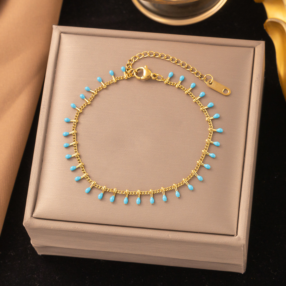 48【e47】blue doudou y chain bracelet gold