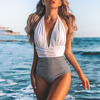 summer Conjoined Swimsuit 2021 Europe and America halter conservative Swimsuit V-neck triangle Swimsuit 44405