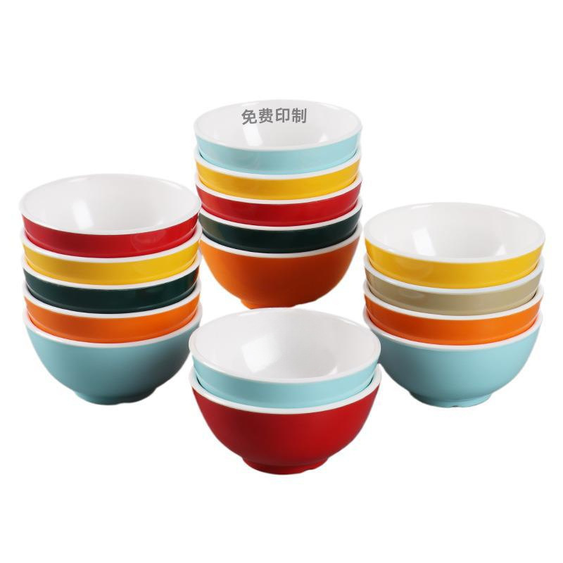Plastic two-color soup bowl for commercial use