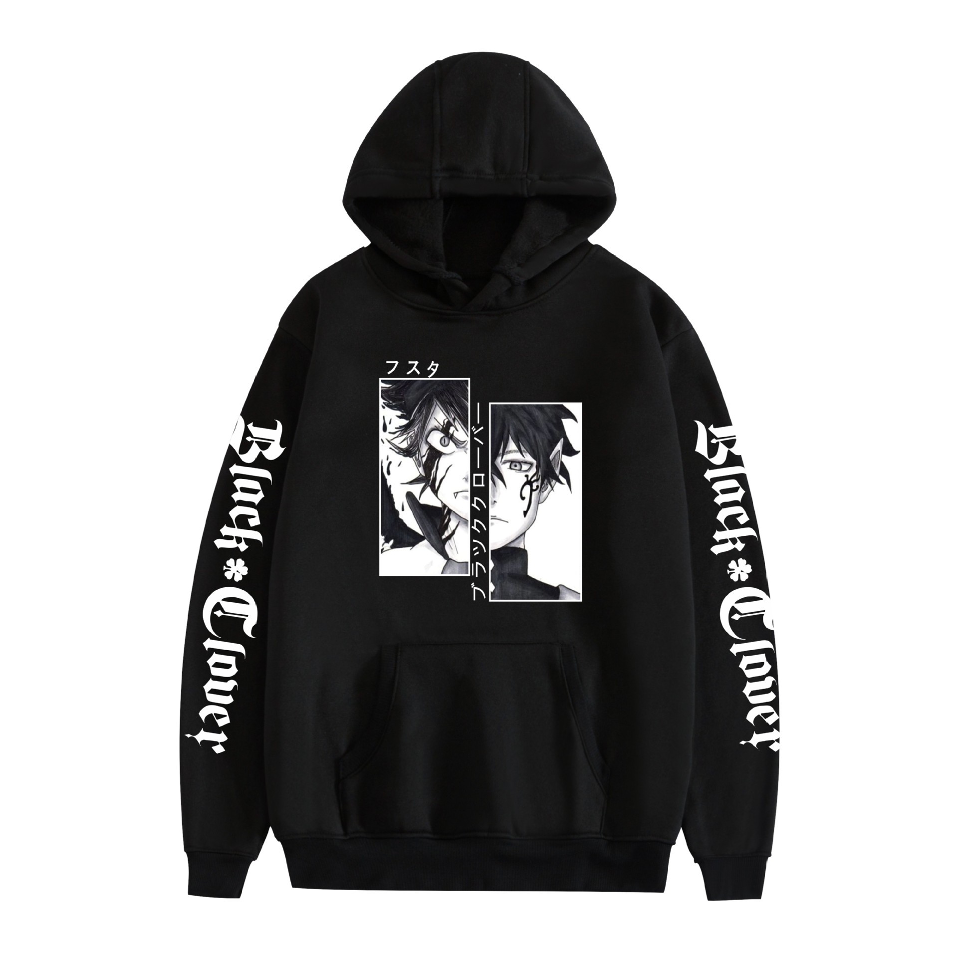 Comercio exterior black clover negro trébol de cuatro hojas periférico con capucha de terciopelo sudadera con estampado transfronterizo hoodie