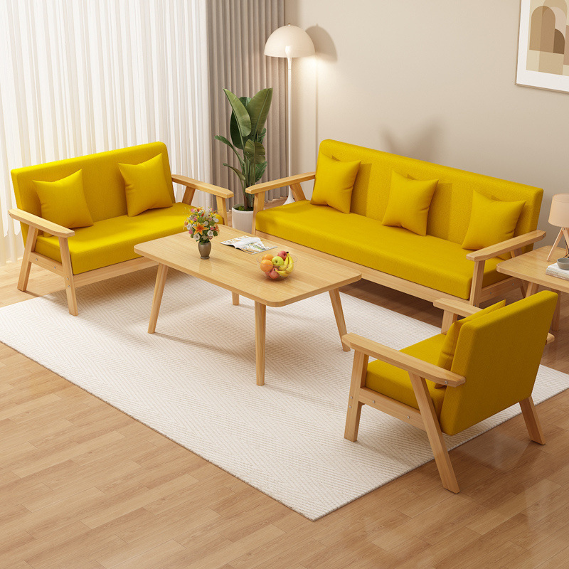 Fabric Sofa Solid Wood Modern Simple Rental House Economical 2024 New Small Apartment Living Room Simple Sofa