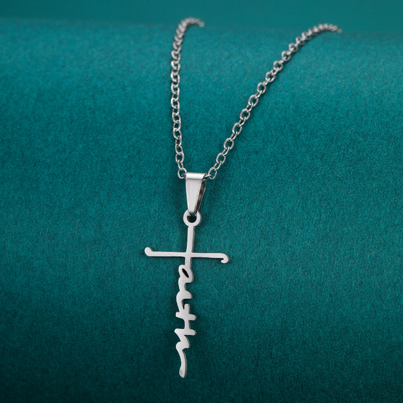 cable chain Chain Type 1 Piece Quantity Casual, Daily Occasion Wholesale Jewelry Vintage Style Classic Style Cross Letter Heart Shape 201 Stainless Steel Polishing Pendant Necklace Cable Chain