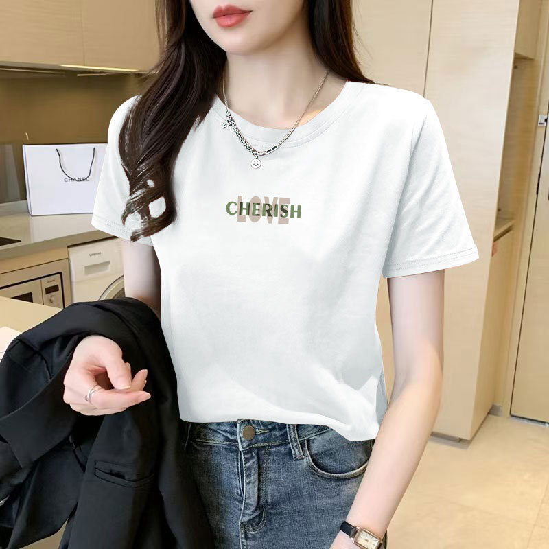纯棉短袖T恤女新款夏季洋气百搭半袖宽松显瘦大码上衣女ins潮|undefined
