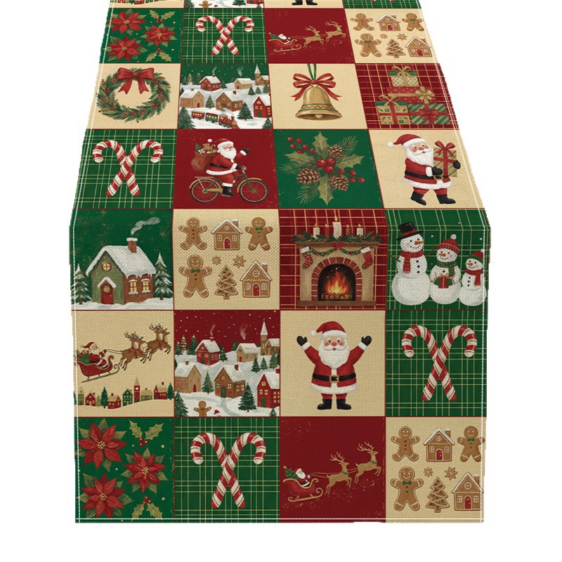 Banderas de mesa de Navidad transfronterizas personalizadas multipatrón impresas bandejas de decoración de mesa de fiesta doméstica tela de mesa image 6