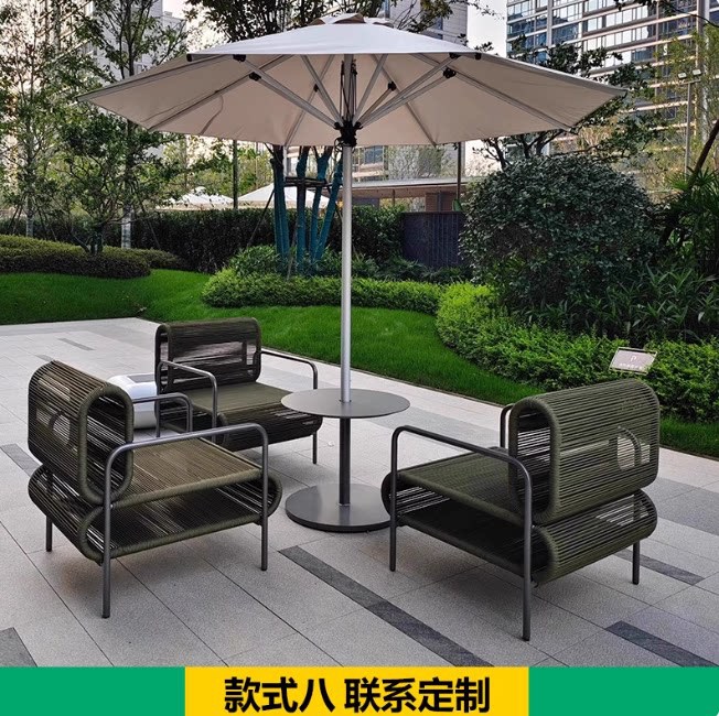 Sofá de aluminio al aire libre Villa paisaje diseñador de muebles asientos al aire libre balcón hotel ventas image 13