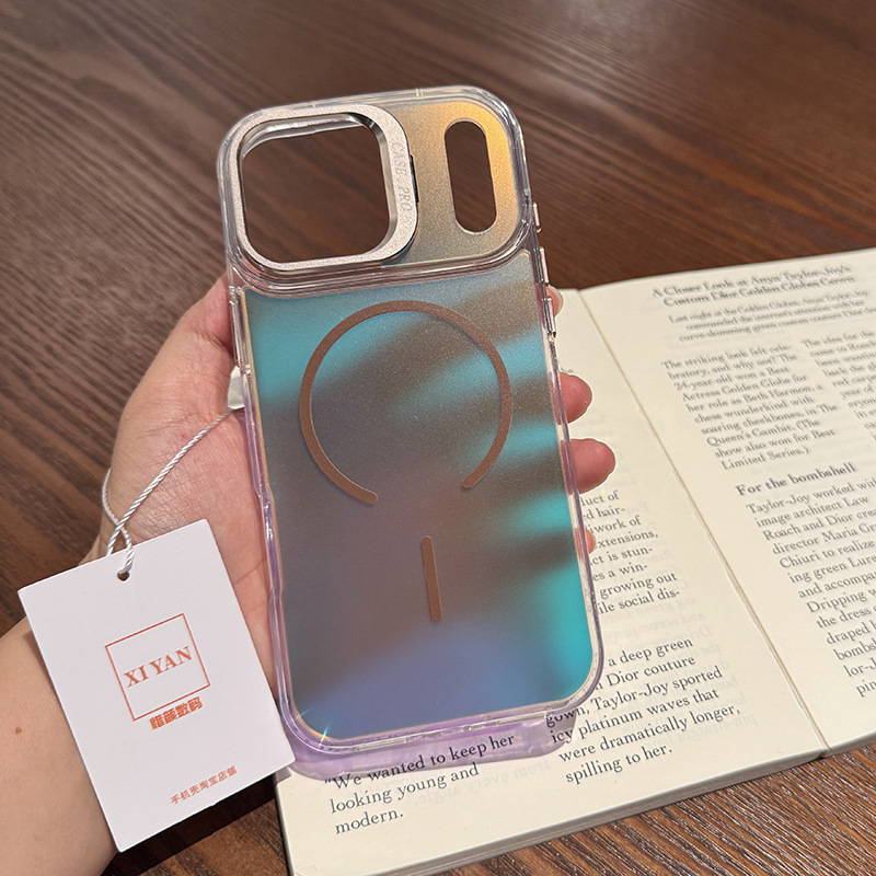 适用iPhone17promax手机壳磁吸金属镜头支架苹果16Pro保护壳镭射ip15手机套软胶14/13PM镭射奢华12潮外壳|undefined