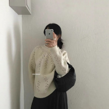 韩国东大门立体镂空毛衣女秋季新款高级感针织打底衫宽松上衣女装