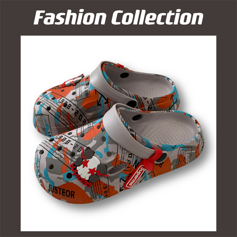 Zapatos con agujeros de camuflaje de coco 2025 nuevas sandalias zapatos de playa para hombres zapatos de viaje casuales sandalias Baotou para hombres