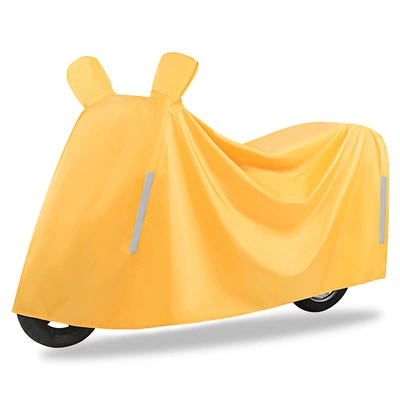 Waterproof Motorcycle Cover, Rainproof and Sunproof Vehicle Cover, Electric Vehicle Raincoat, Cross-Border Hot-Selling Dustproof Universal Car Cover (Car clothing) - s-double-ear-yellow-spunlace-cloth